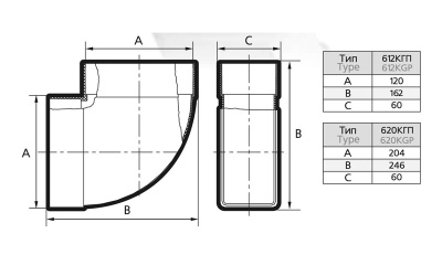 Отвод 90º прямоугольный (пластиковый) ЭРА 620КГП (204х60 мм)